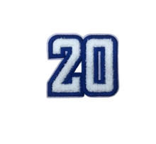 白底蓝色边框 20 数字刺绣布贴 | 数字毛圈布电绣臂章推荐